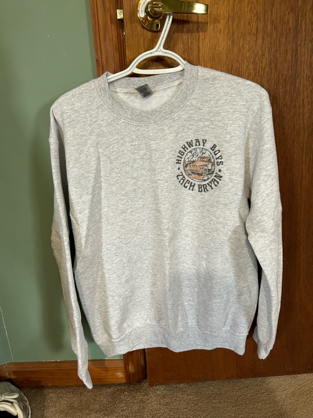 Gildan Heather Gray 'Zach Bryan' Crewneck Sweatshirt